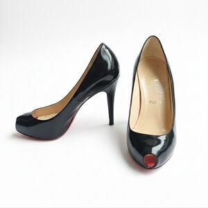 Christian Louboutin Black Peep-Toe Heels